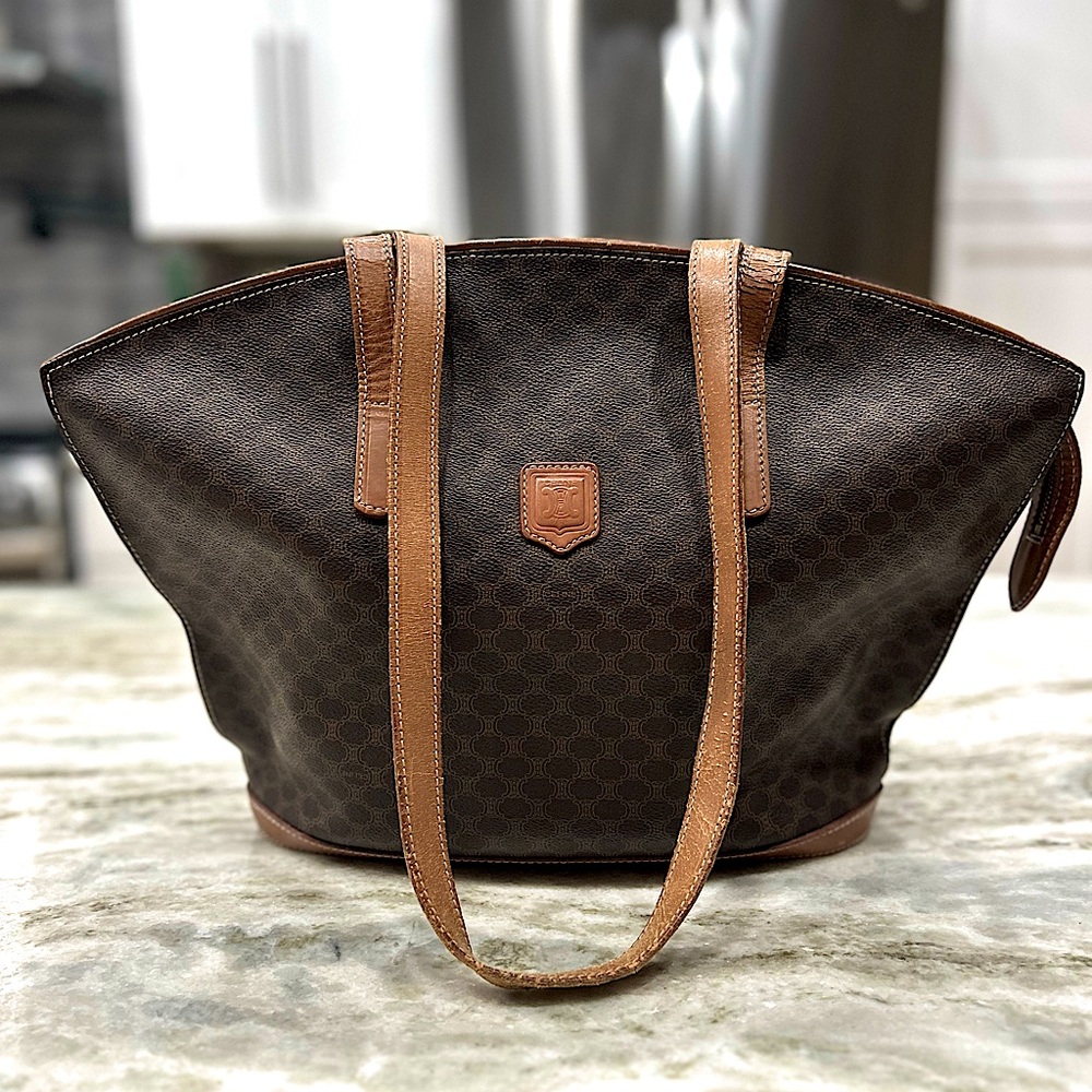 Fixer - Celine Authentic Large Brown Macadam Shoulder Bag - Picture 3 of 14